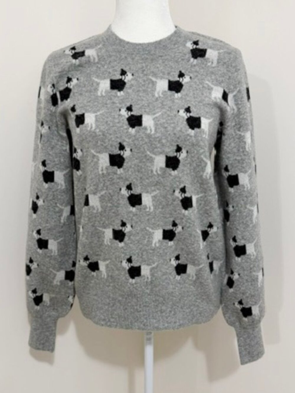 Kate Spade Claude Dachshund Sweater Grey Pullover Wool Blend Women's Size M NWT